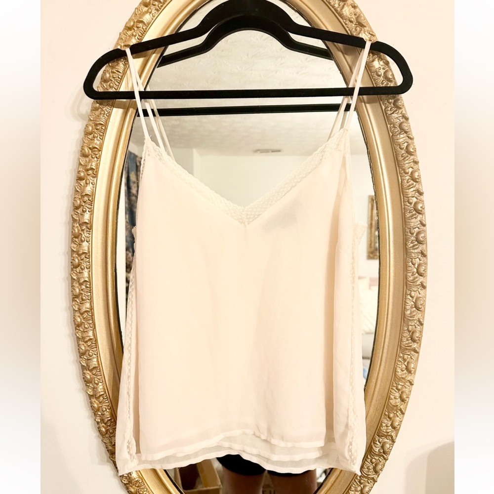 FOREVER 21 Cream Lace Trim Cami Top